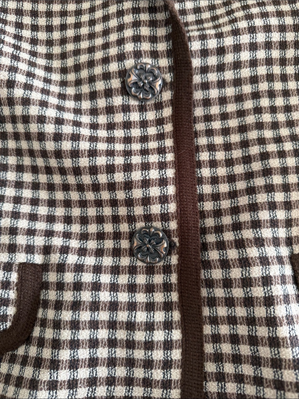 Brown & Cream Houndstooth Trim Blazer - Picture 6 of 8